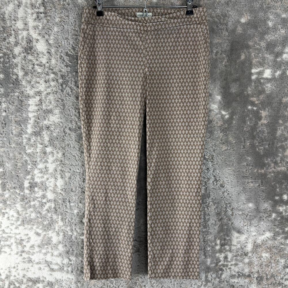 Andrienne Vittadini Size 6 Geometric Ankle Straight Leg Pull On Pants Brown